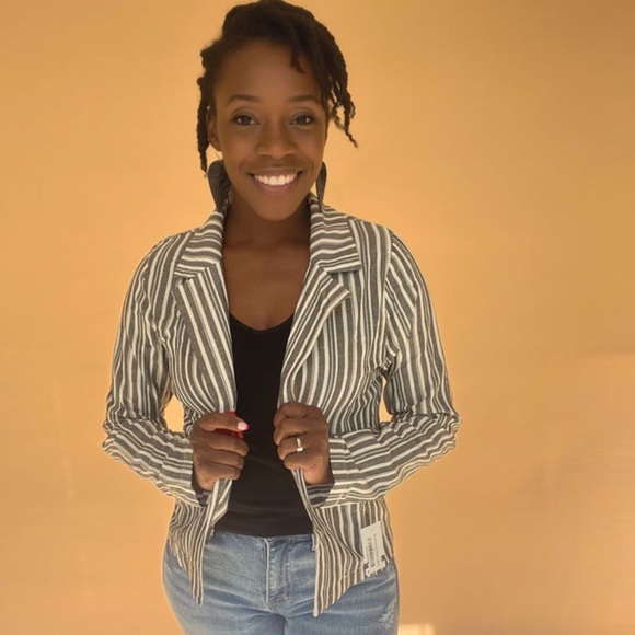 Women’s Blazer - Size XL - Black & Cream Striped NWT - Picture 2 of 6